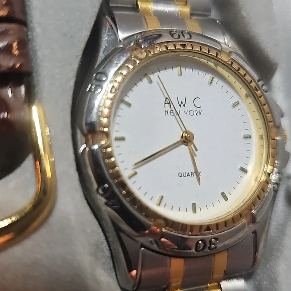 AWC New York Goldtone Men's Watch Set